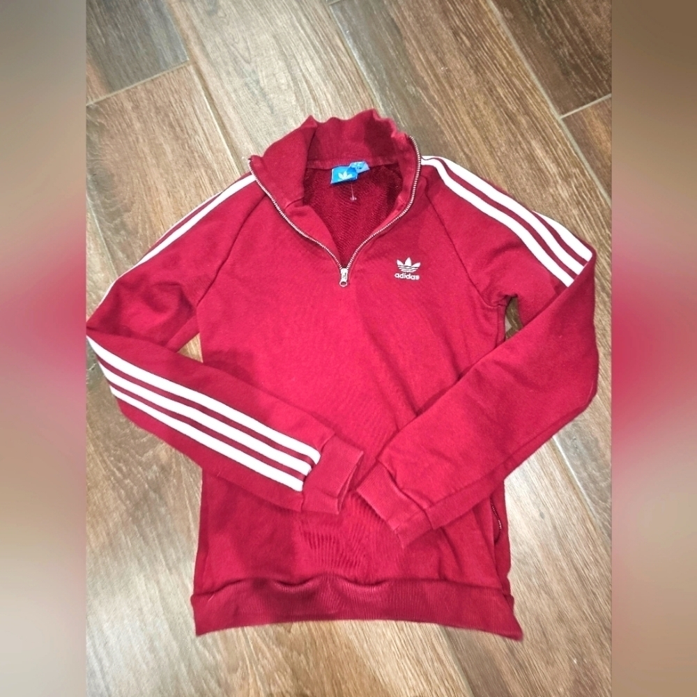 ADIDAS PULLOVER SZ XS MAGENTA RED Sweatshirt